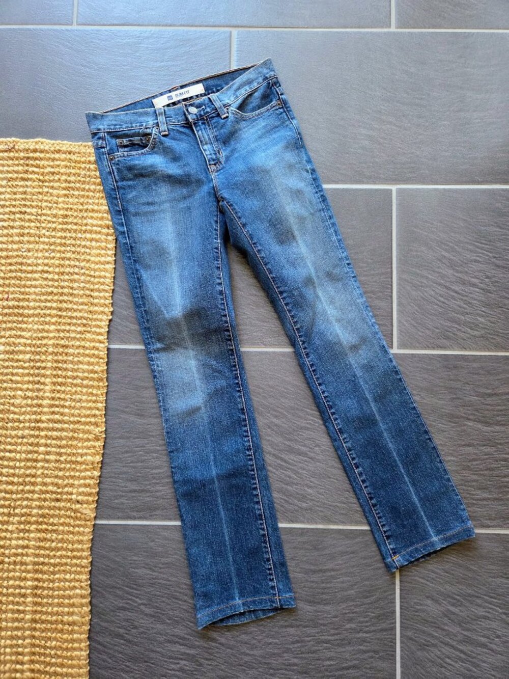 GAP Slim Fit Stretch Y2K Vintage Denim Jeans Medium Blue Wash Size 0 Regular